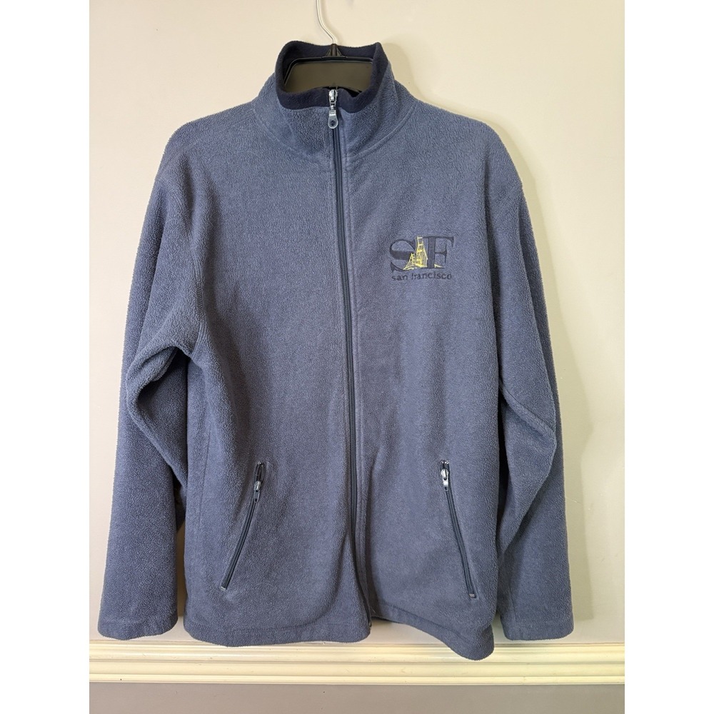 Vilise San Francisco mock neck Blue fleece jacket full zip size large